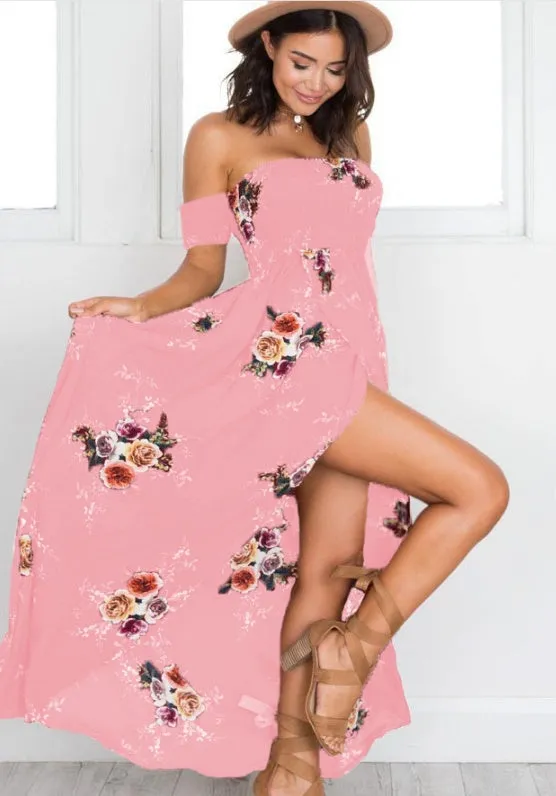 Boho Off-Shoulder Maxi Dress