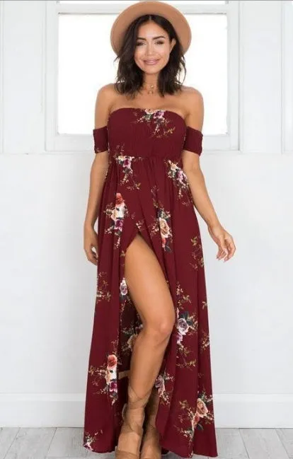 Boho Off-Shoulder Maxi Dress
