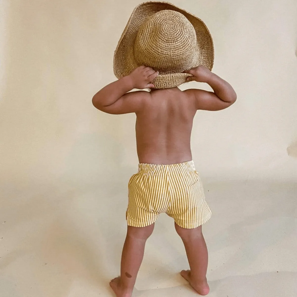 Canary Stripe Mini Swim Trunk