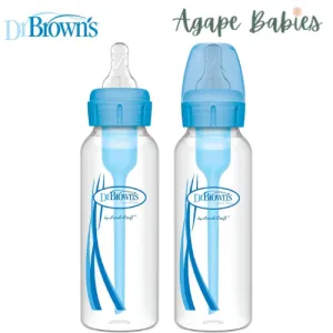 Dr Brown's 8 oz/250 ml PP Narrow-Neck "Options " Bottle - Blue (Twin Pack)