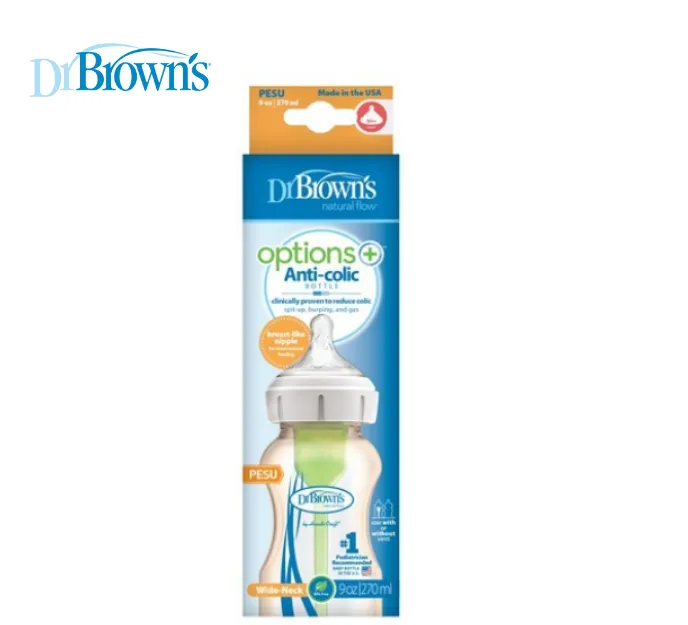 Dr Brown's 9 OZ/270 ML Pesu Wide-Neck "Options" Bottle, Twin-Pack