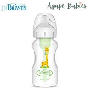 Dr Brown's 9oz/270 mL PP Wide-neck Anti-Colic Options  Baby Bottle, w/ L2 Nipple, Giraffe, 1-Pack