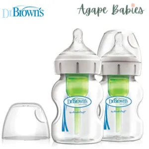 Dr Brown's Glass Wide-Neck Options  Bottle 5 OZ/150 ML, 2-PK