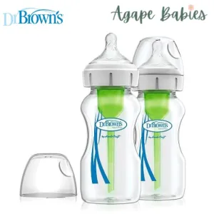 Dr Brown's Glass Wide-Neck Options  Bottle 9 OZ/270 ML, 2-PK