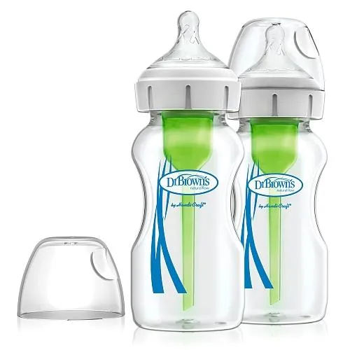 Dr Brown's Glass Wide-Neck Options  Bottle 9 OZ/270 ML, 2-PK