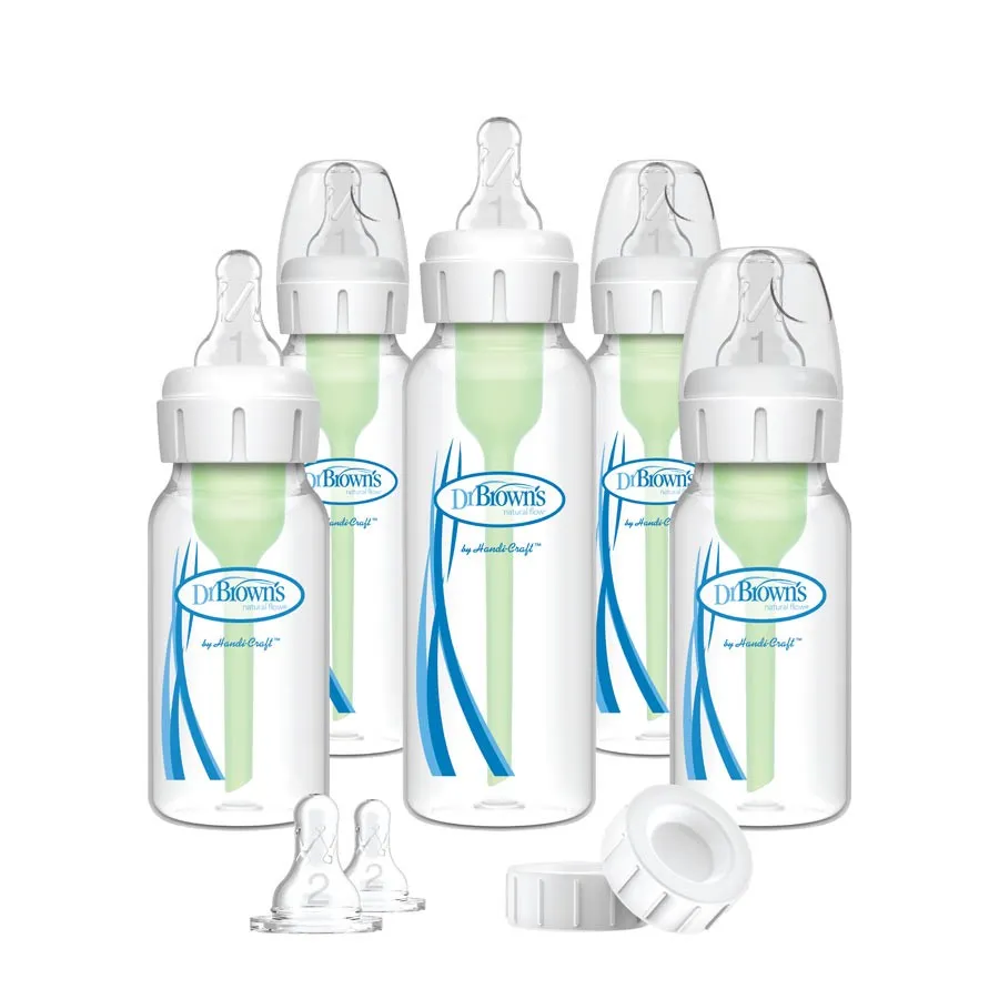 Dr. Brown's Narrow Natural Flow Anti-Colic Options  Bottles Newborn Feeding Set