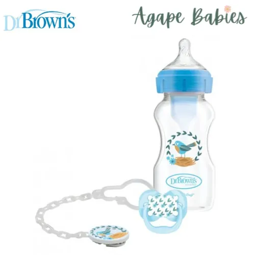 Dr Brown's PP Wide-Neck Options  Bottle   Soother Gift Set - BLUE
