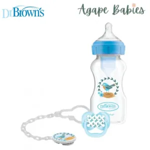 Dr Brown's PP Wide-Neck Options  Bottle   Soother Gift Set - BLUE