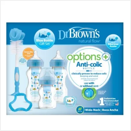 Dr. Brown’s Wide Neck Options  Baby Feeding Bottle Gift Set - Blue