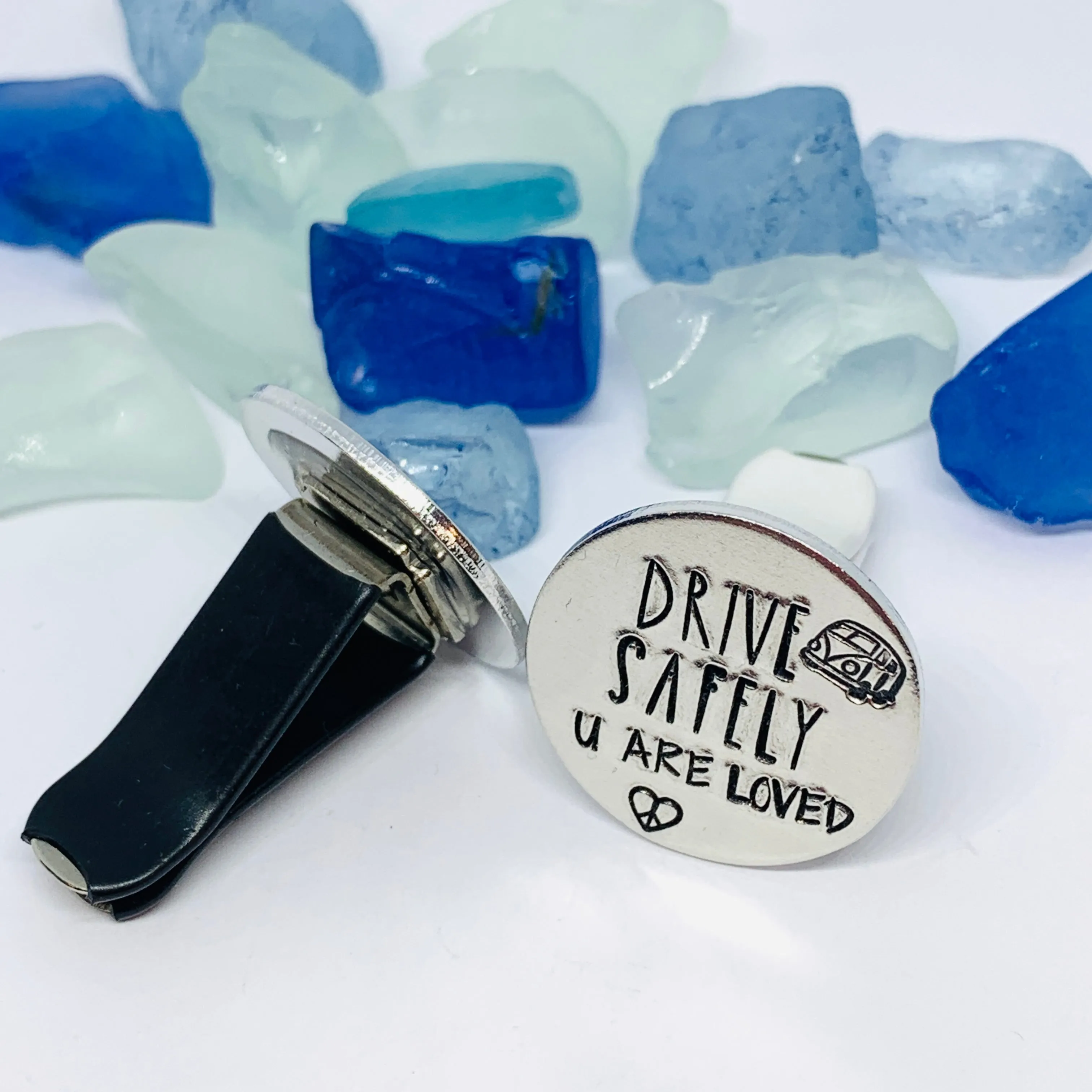 Drive Safely Vent Clip - Hand Stamped Metal | New Driver | Old Driver | Mask Hook