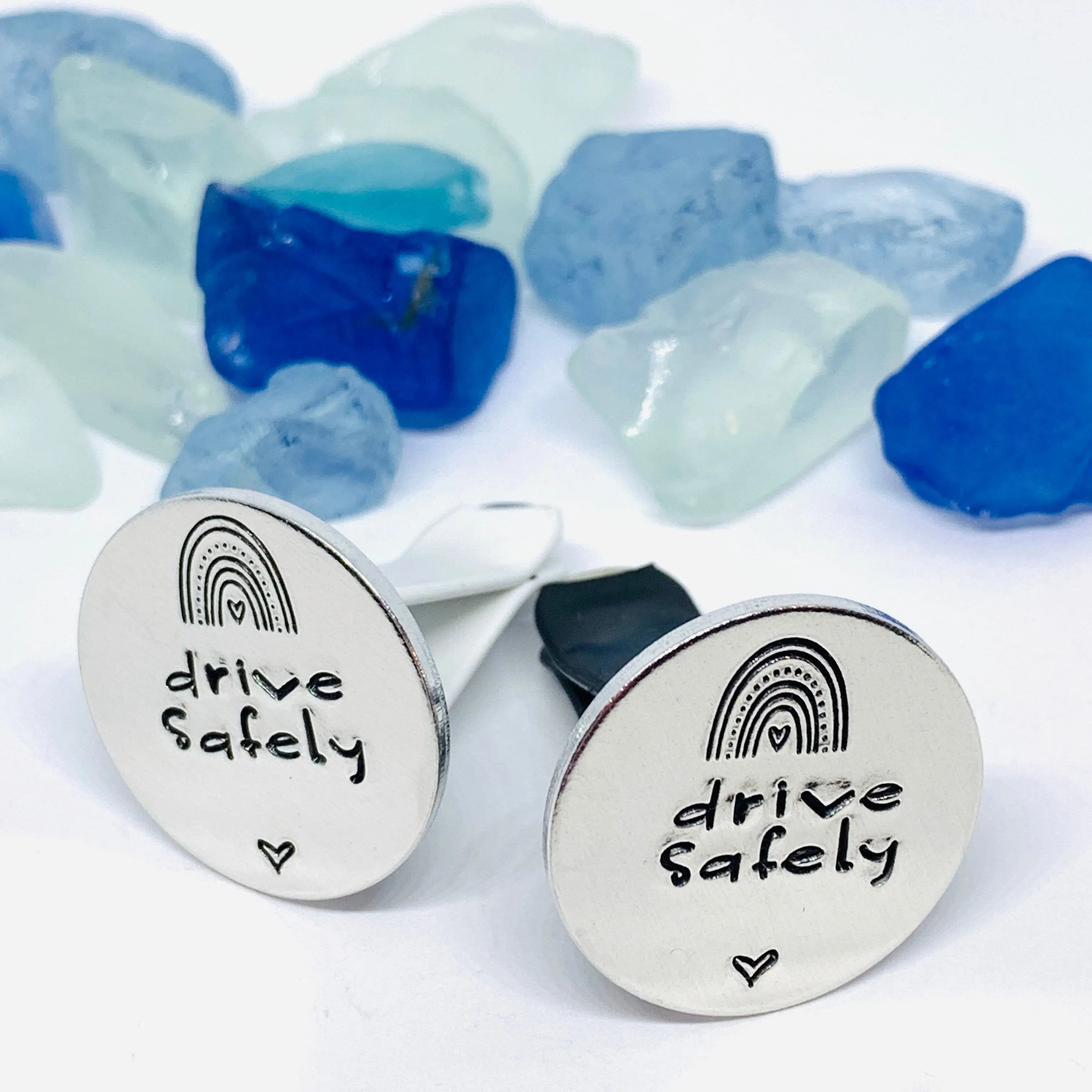 Drive Safely Vent Clip - Hand Stamped Metal | New Driver | Old Driver | Mask Hook