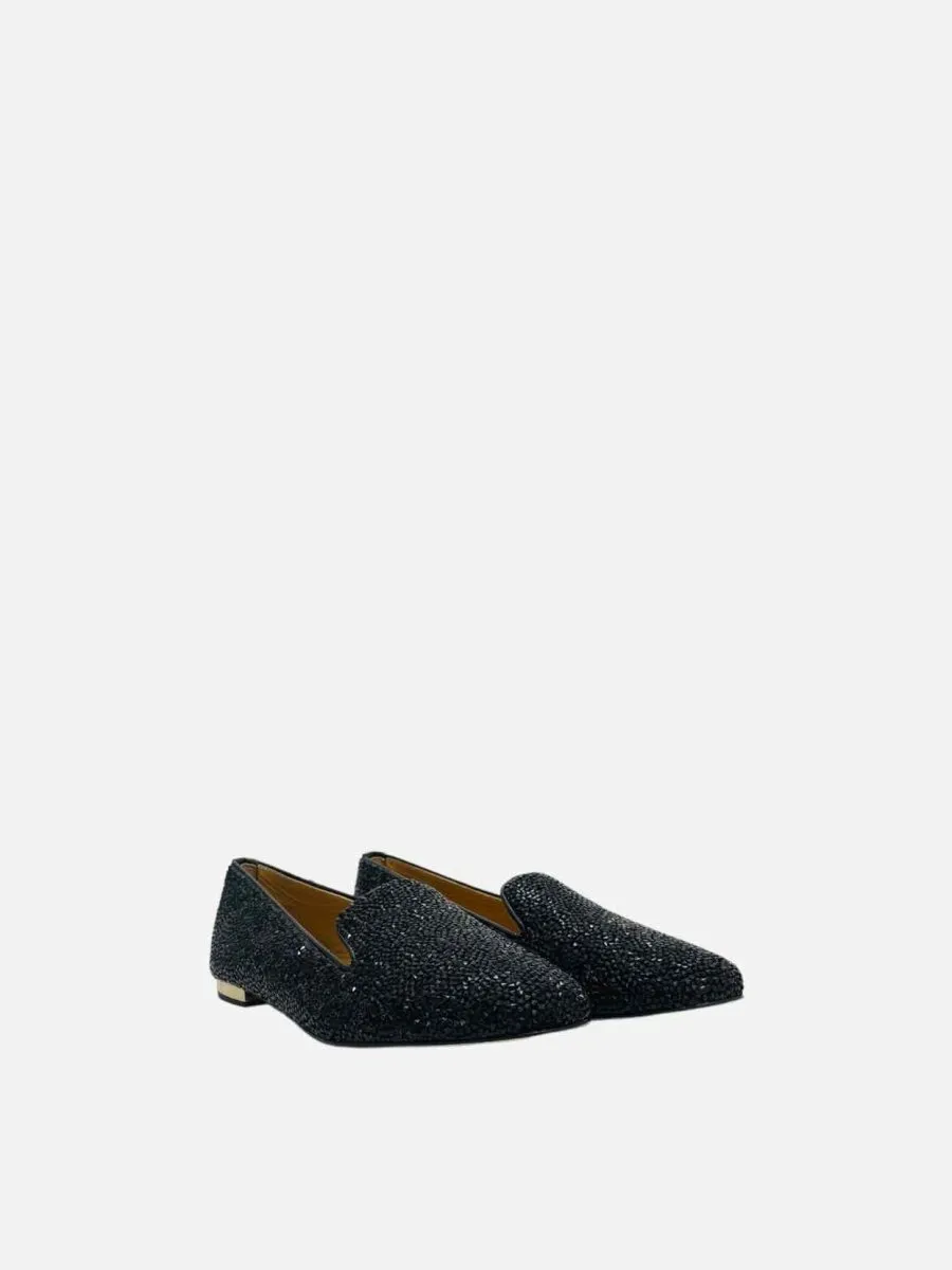 DSQUARED2 Black Crystal Embellished Smoking Slippers 38