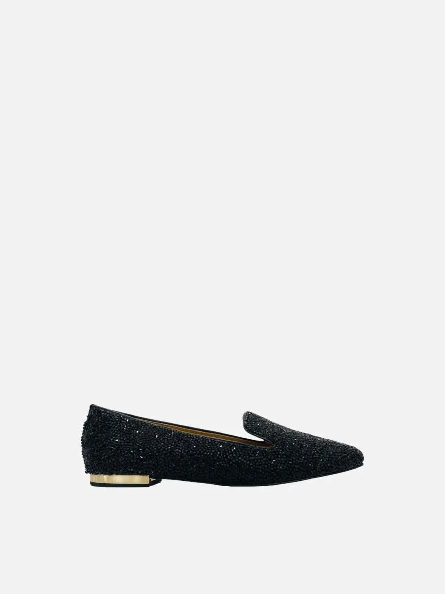 DSQUARED2 Black Crystal Embellished Smoking Slippers 38