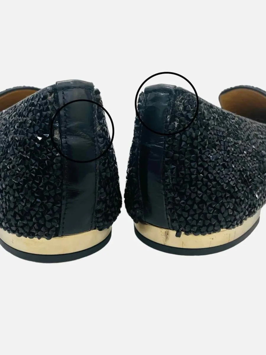 DSQUARED2 Black Crystal Embellished Smoking Slippers 38