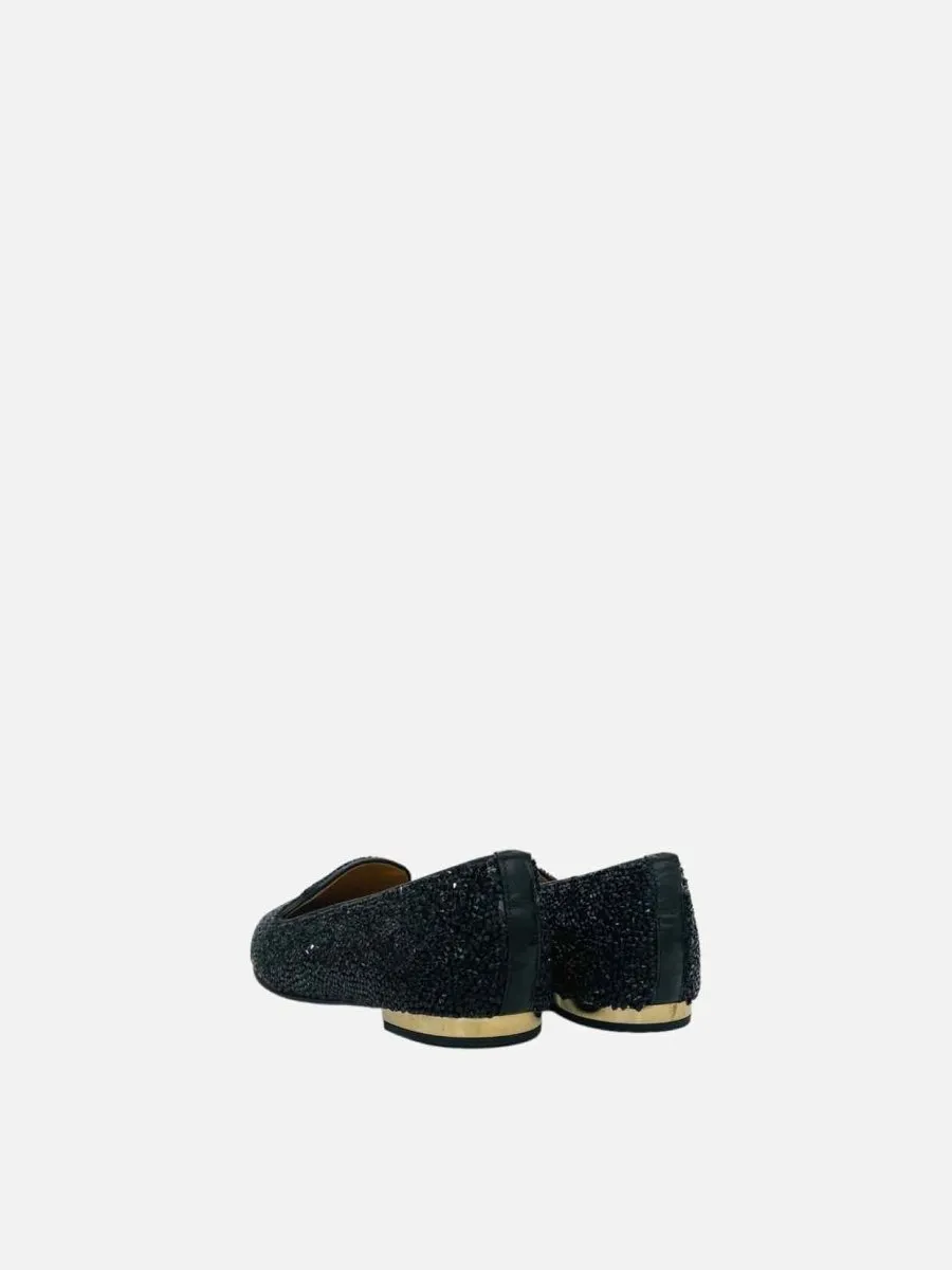 DSQUARED2 Black Crystal Embellished Smoking Slippers 38
