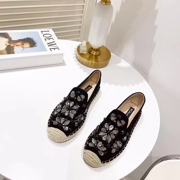 Floral Motif Embellishment Rope Flats