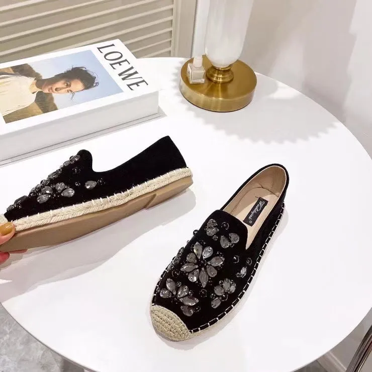 Floral Motif Embellishment Rope Flats