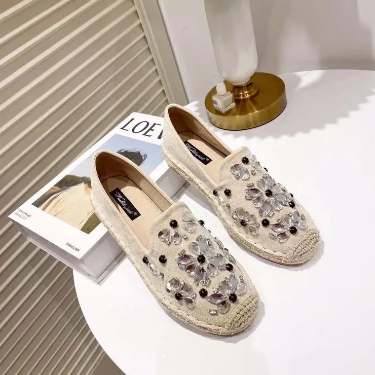 Floral Motif Embellishment Rope Flats