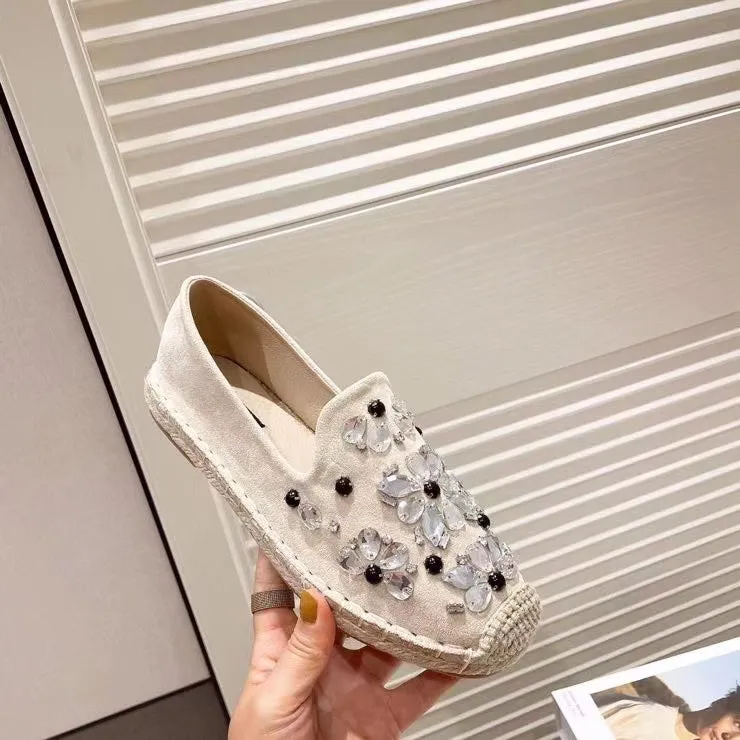 Floral Motif Embellishment Rope Flats