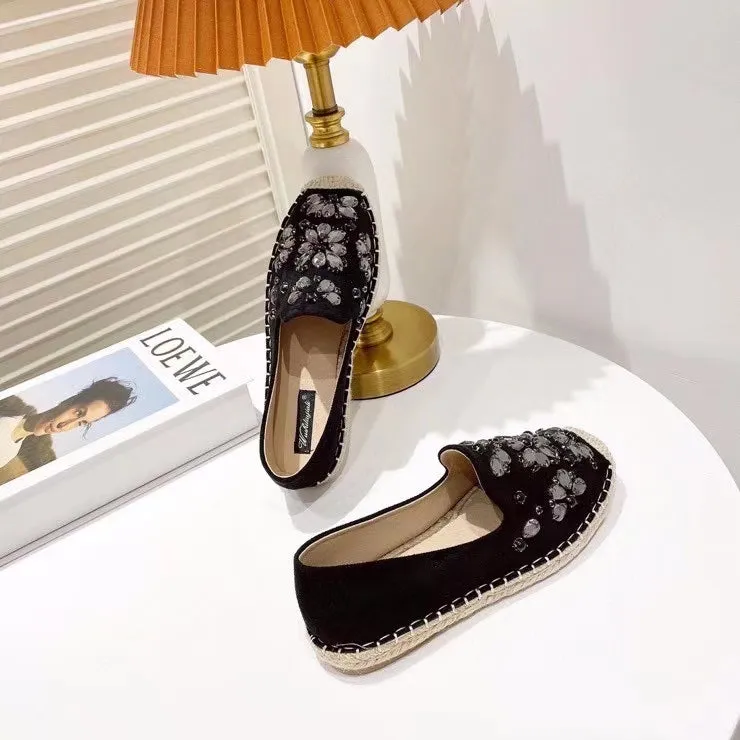 Floral Motif Embellishment Rope Flats