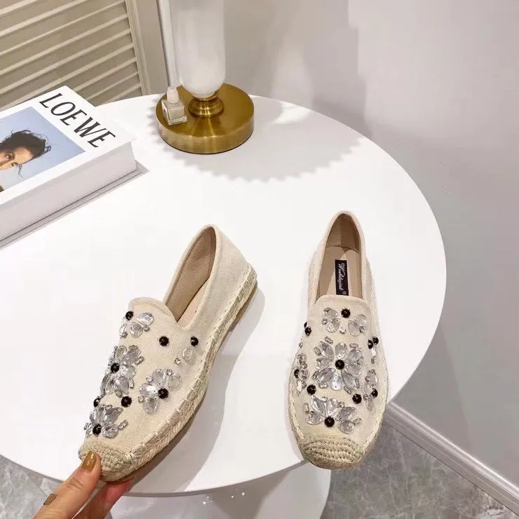 Floral Motif Embellishment Rope Flats