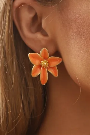 Floral Stud Earrings with Gold Detail