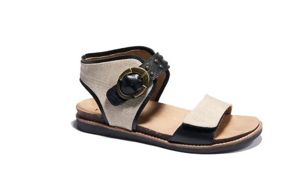 Halsa Bari Sandal in Black/Natural & Red/Natural Available in Wide Widths