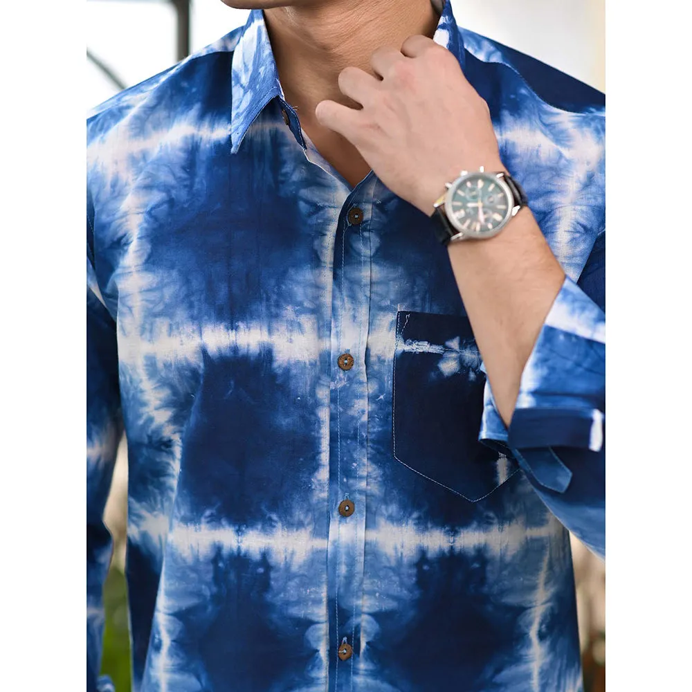 Hatheli Indigo Clamp Dyeing Cotton Shirt