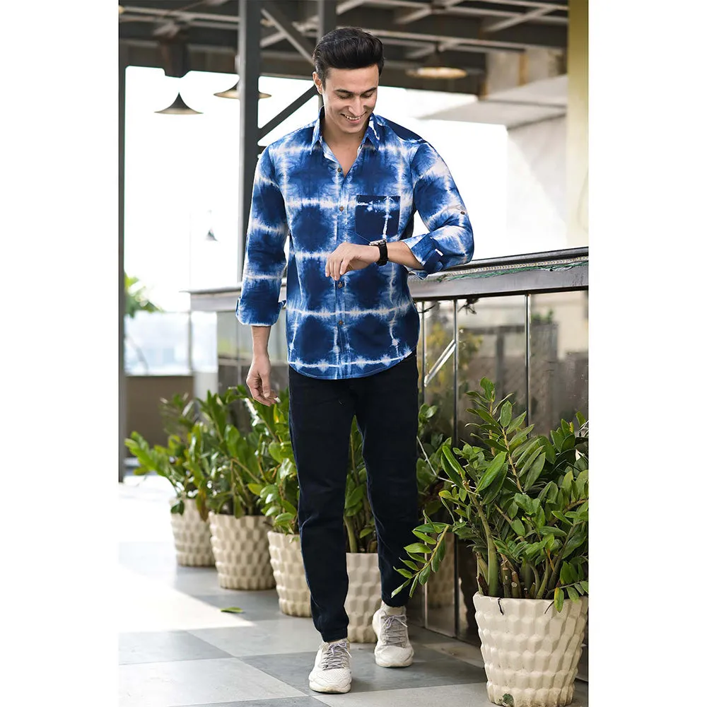 Hatheli Indigo Clamp Dyeing Cotton Shirt