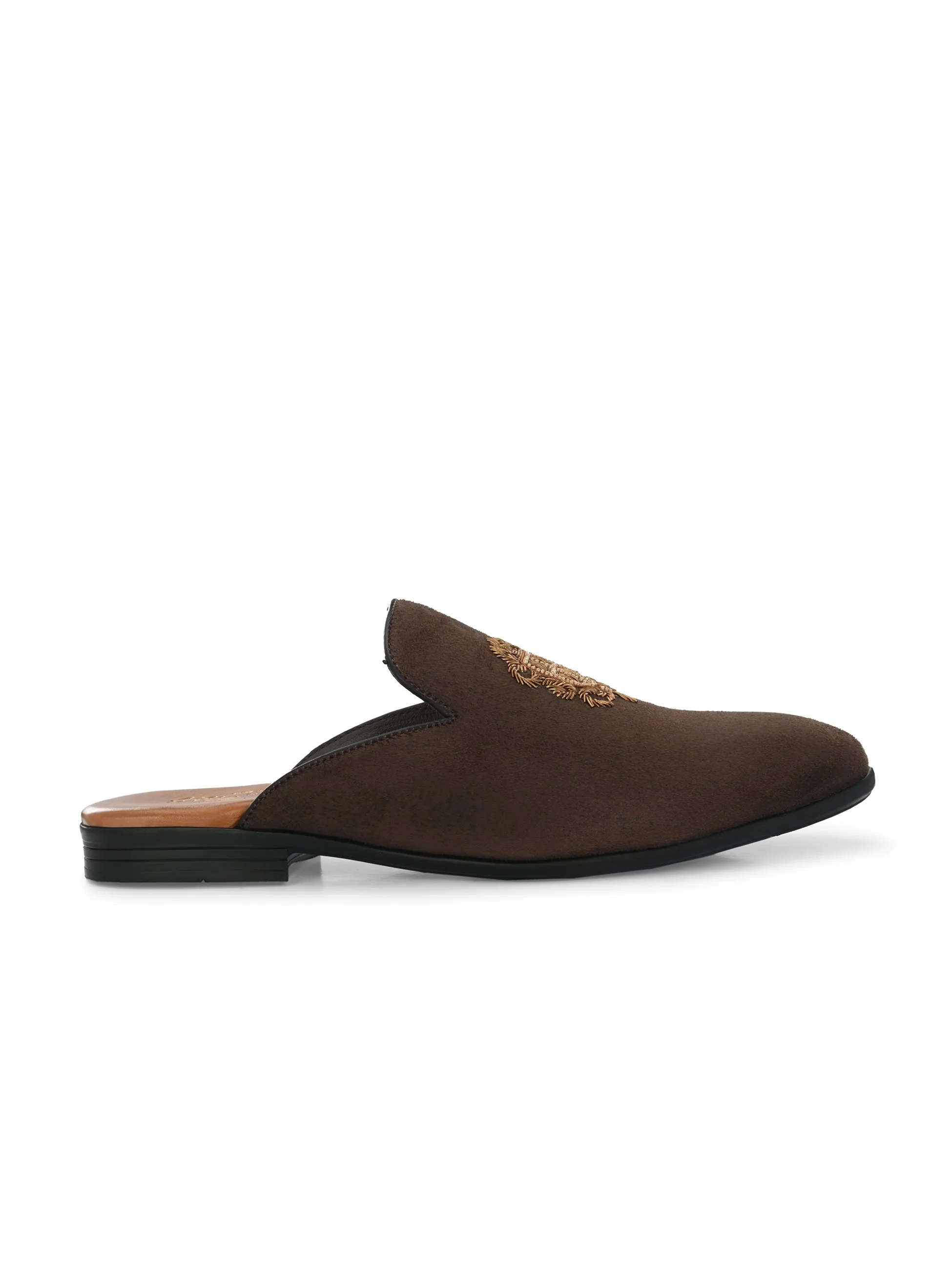 Hitz Men's Brown Velvet Mule Shoes
