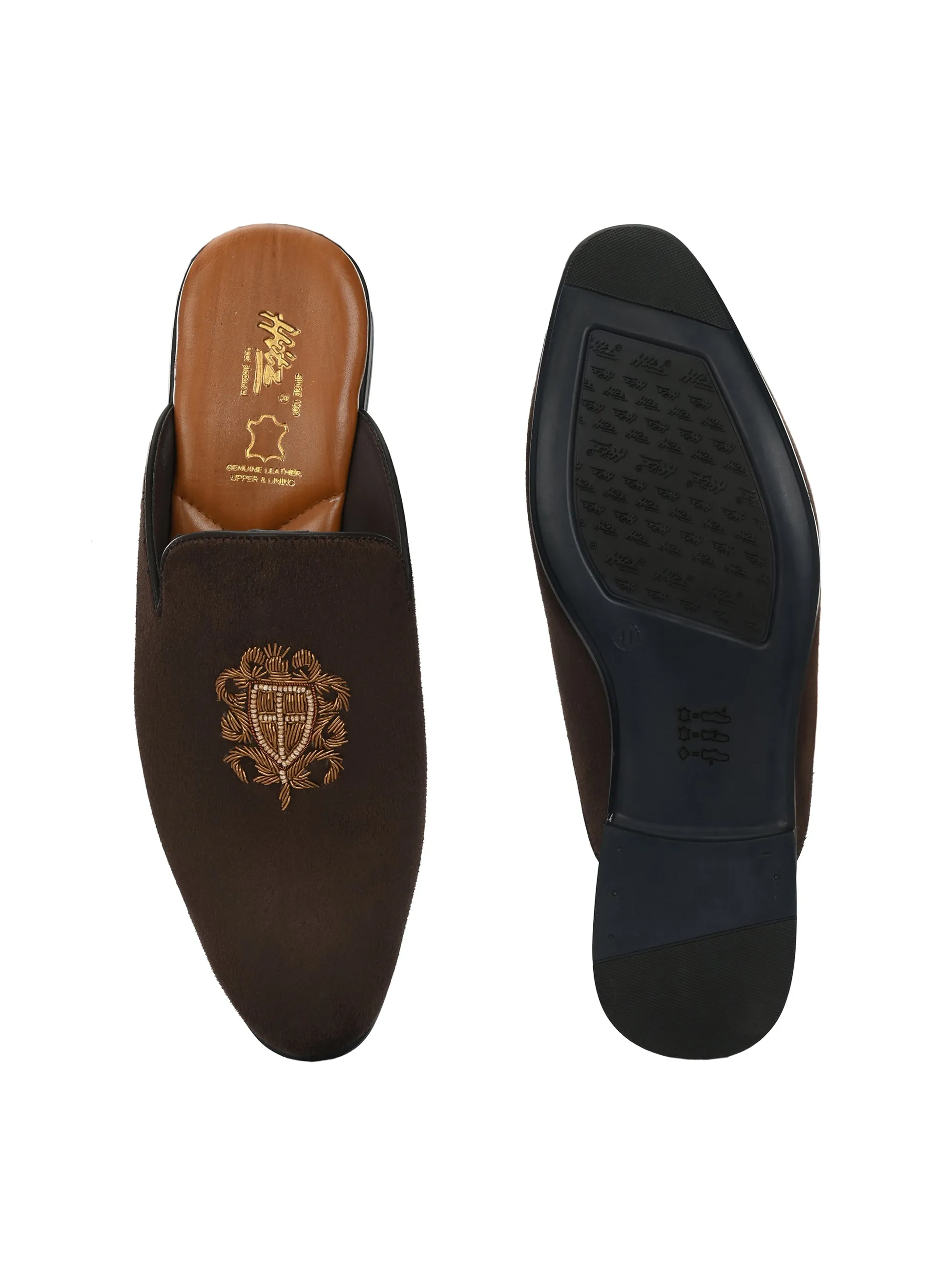 Hitz Men's Brown Velvet Mule Shoes