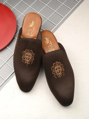 Hitz Men's Brown Velvet Mule Shoes