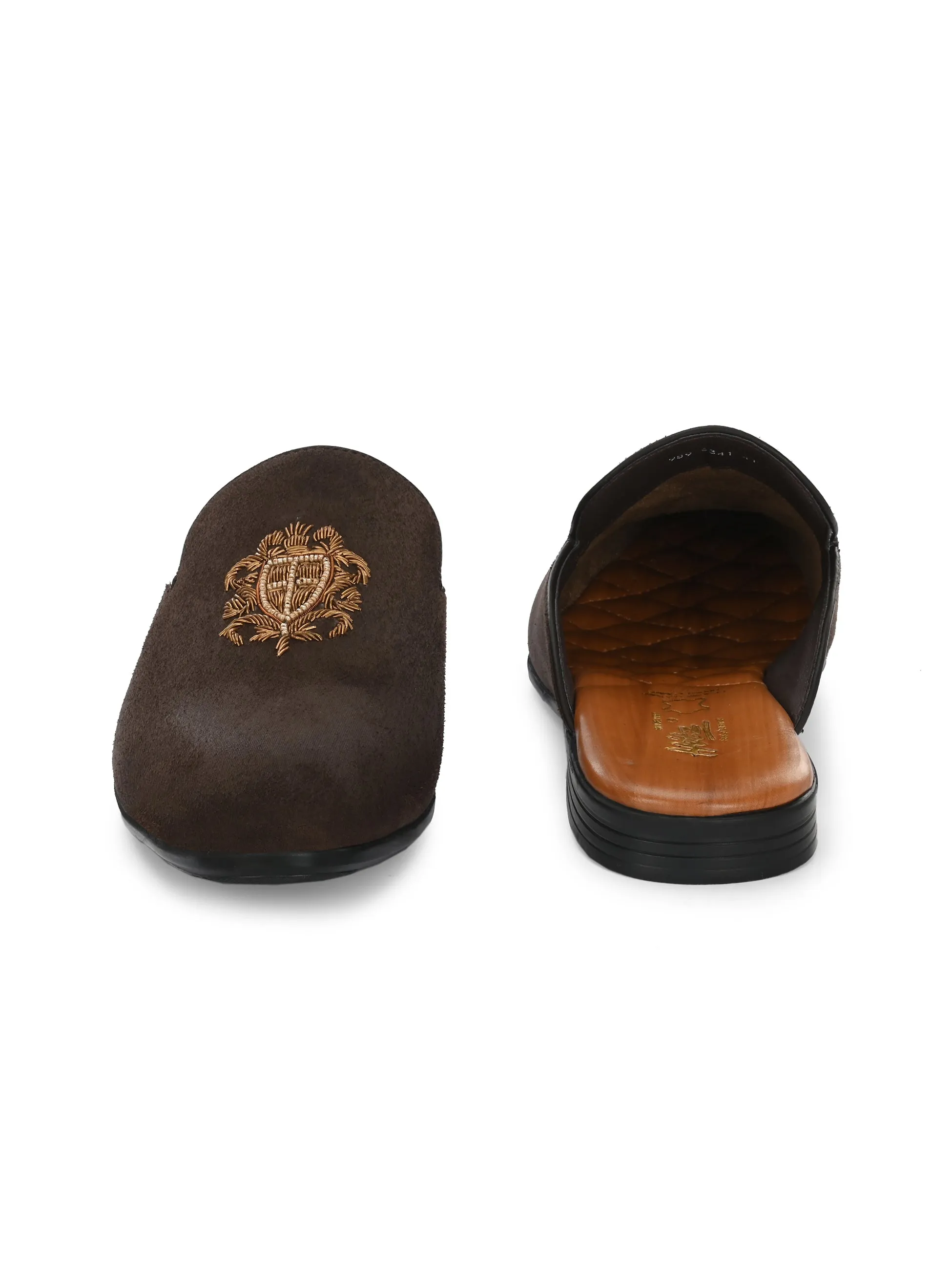 Hitz Men's Brown Velvet Mule Shoes