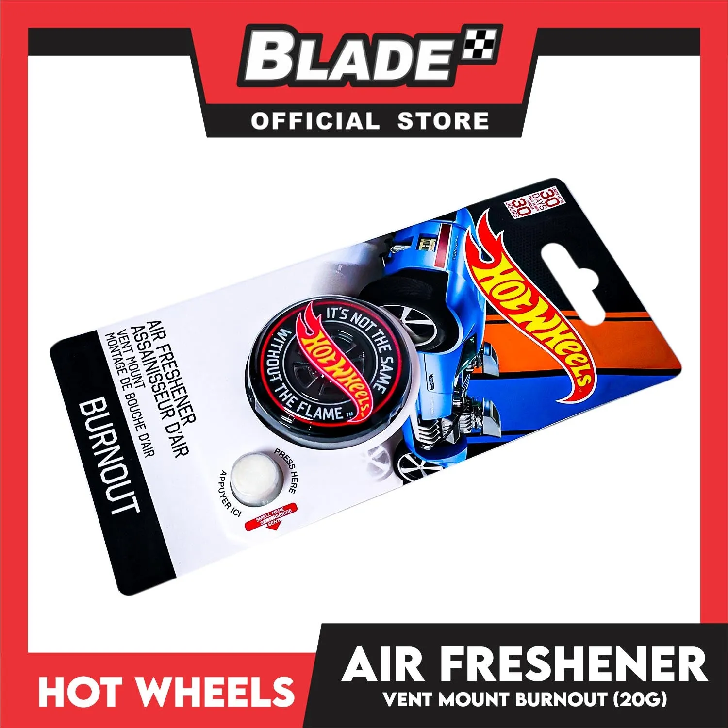 Hot Wheels 3D Air Freshener Vent Mount 20g AF532327 (Burnout) Car Freshener, Clip Onto Air Vent
