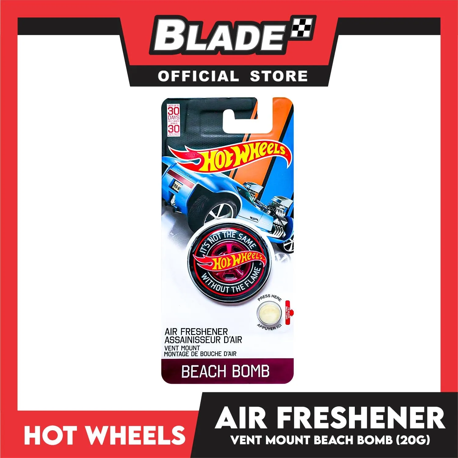 Hot Wheels 3D Air Freshener Vent Mount 20g AF532329 (Beach Bomb) Car Freshener, Clip Onto Air Vent