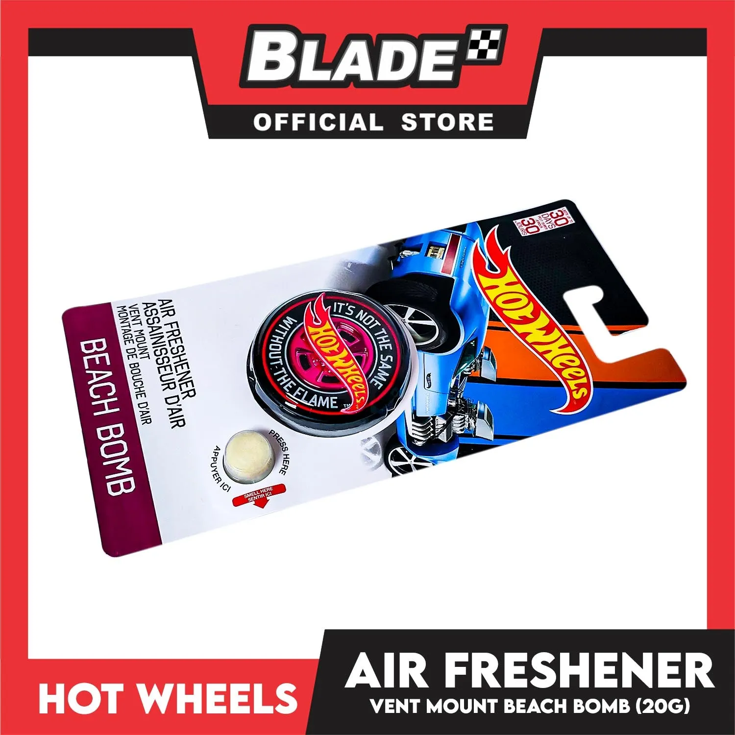 Hot Wheels 3D Air Freshener Vent Mount 20g AF532329 (Beach Bomb) Car Freshener, Clip Onto Air Vent