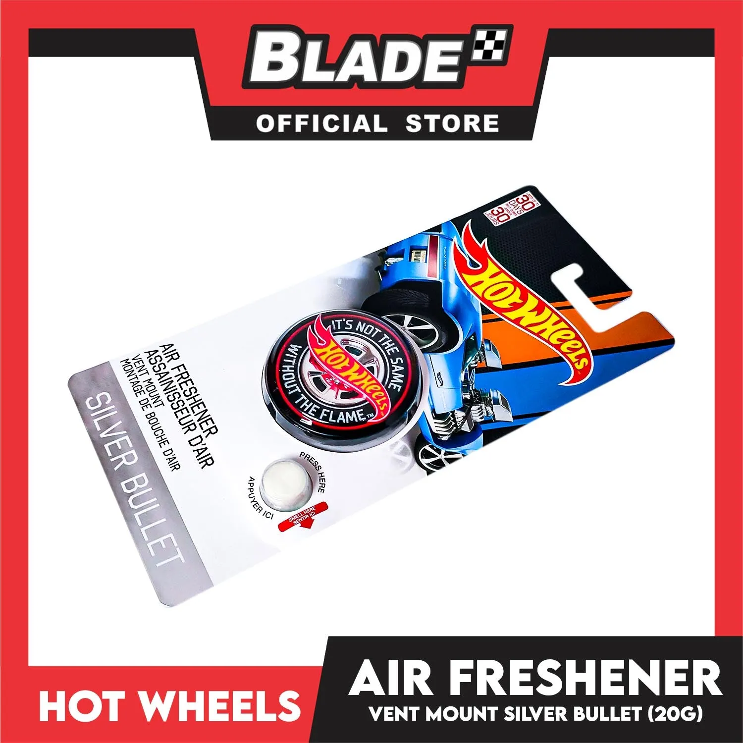 Hot Wheels 3D Air Freshener Vent Mount 20g AF532331 (Silver Bullet) Car Freshener, Clip Onto Air Vent