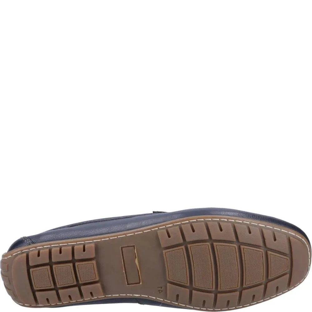Hush Puppies Ralph Mens Leather Slip On Shoes Navy Blue