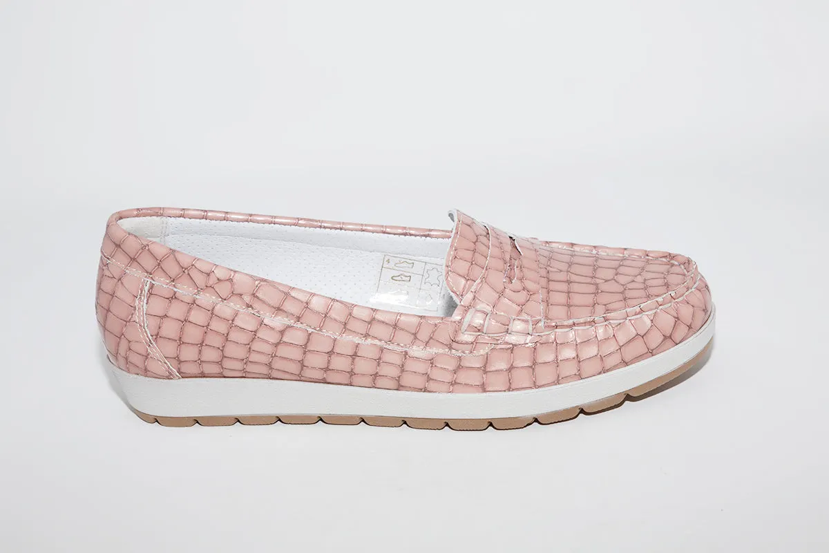 IMAC - FLAT LOAFER - PINK CROC PATENT