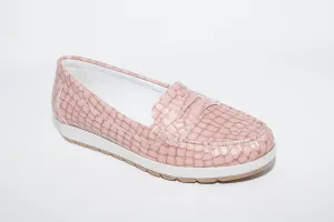 IMAC - FLAT LOAFER - PINK CROC PATENT