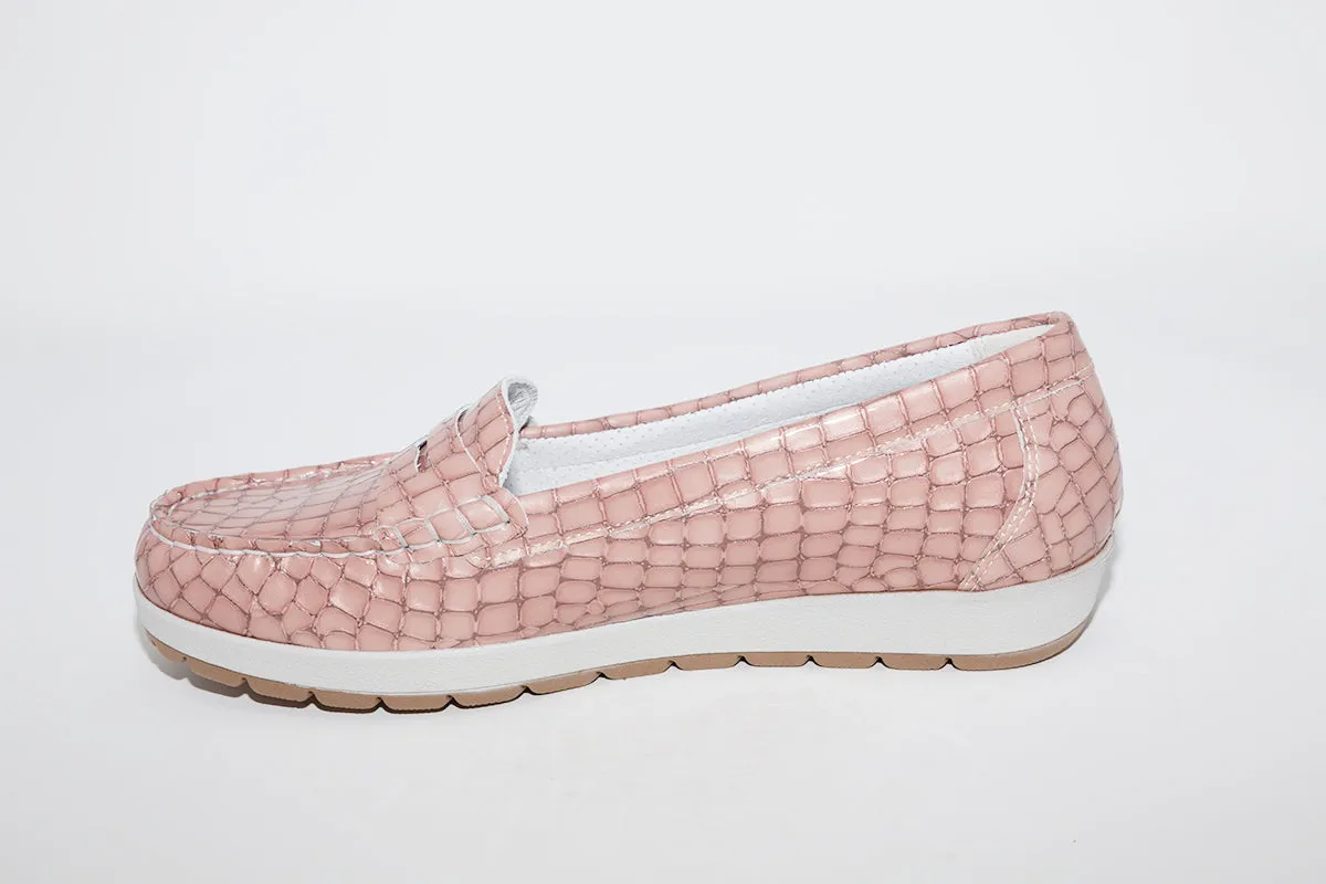 IMAC - FLAT LOAFER - PINK CROC PATENT