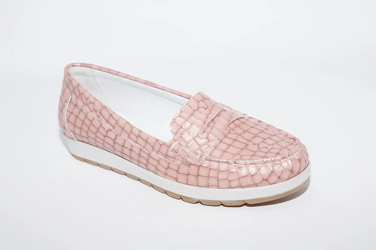 IMAC - FLAT LOAFER - PINK CROC PATENT