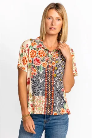 Johnny Was Aztec Flower S/S Polo Tee T13323-5