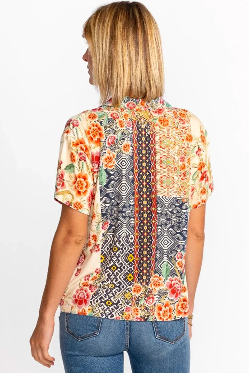 Johnny Was Aztec Flower S/S Polo Tee T13323-5