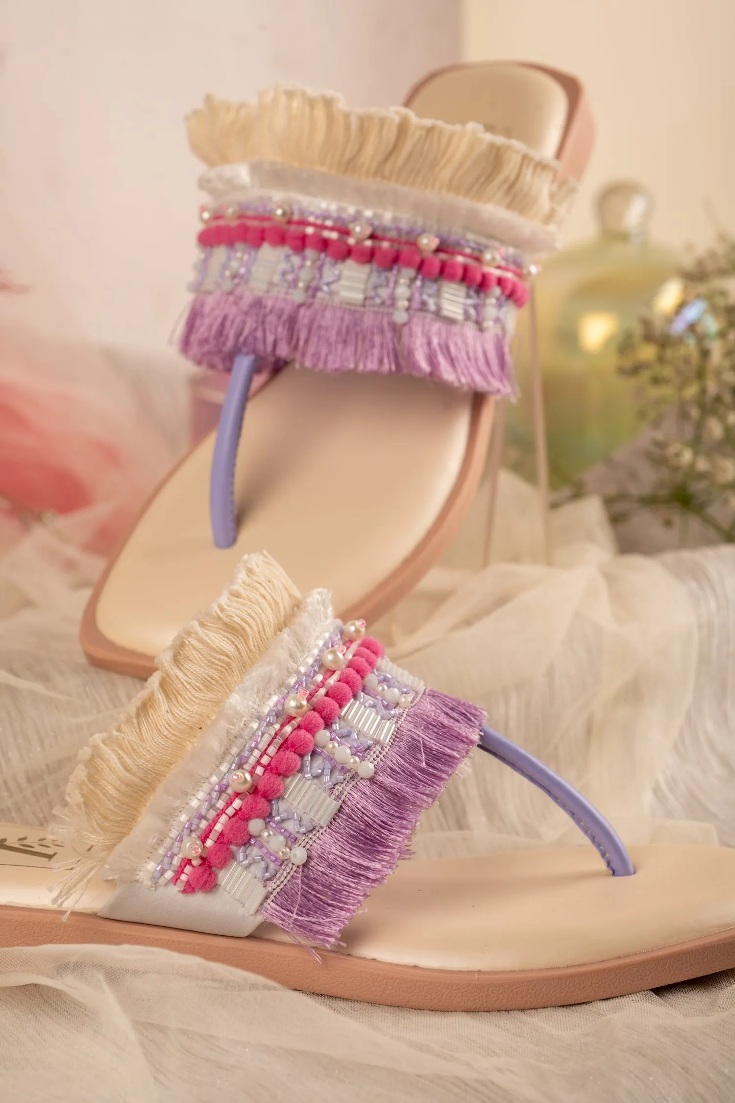 Lilac Love T-strap Flats