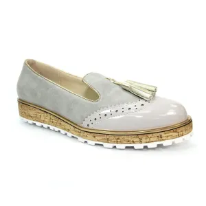 LUNAR - FLC200 Michaela Tassel Wedge Loafer Grey