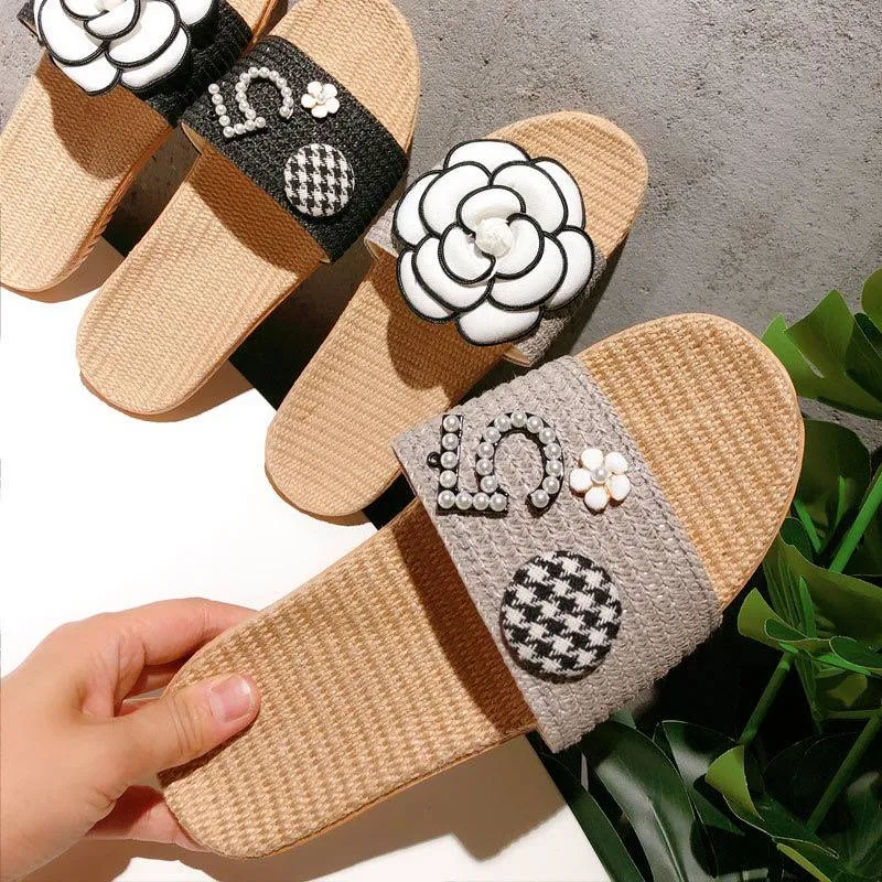 Luxury Woven Flower & Embroidery Slide Sandals