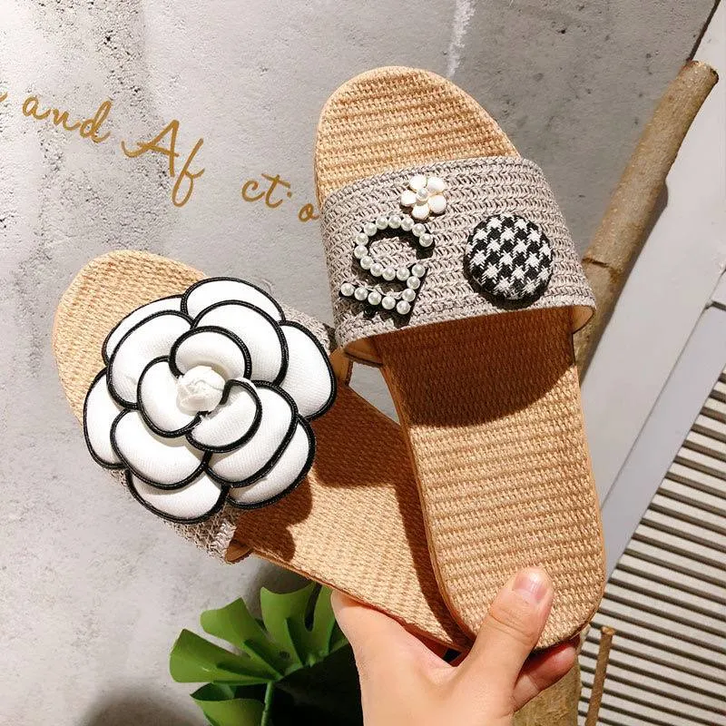 Luxury Woven Flower & Embroidery Slide Sandals