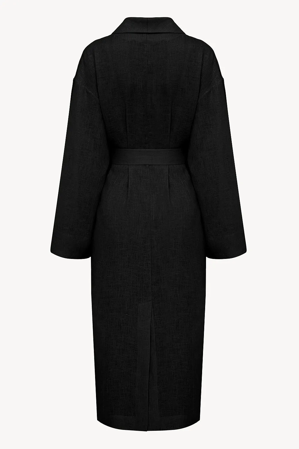 Men linen robe in black