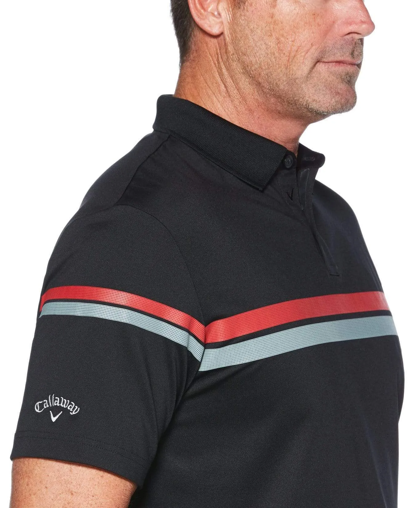 Mens Patterned Stripe Performance Polo